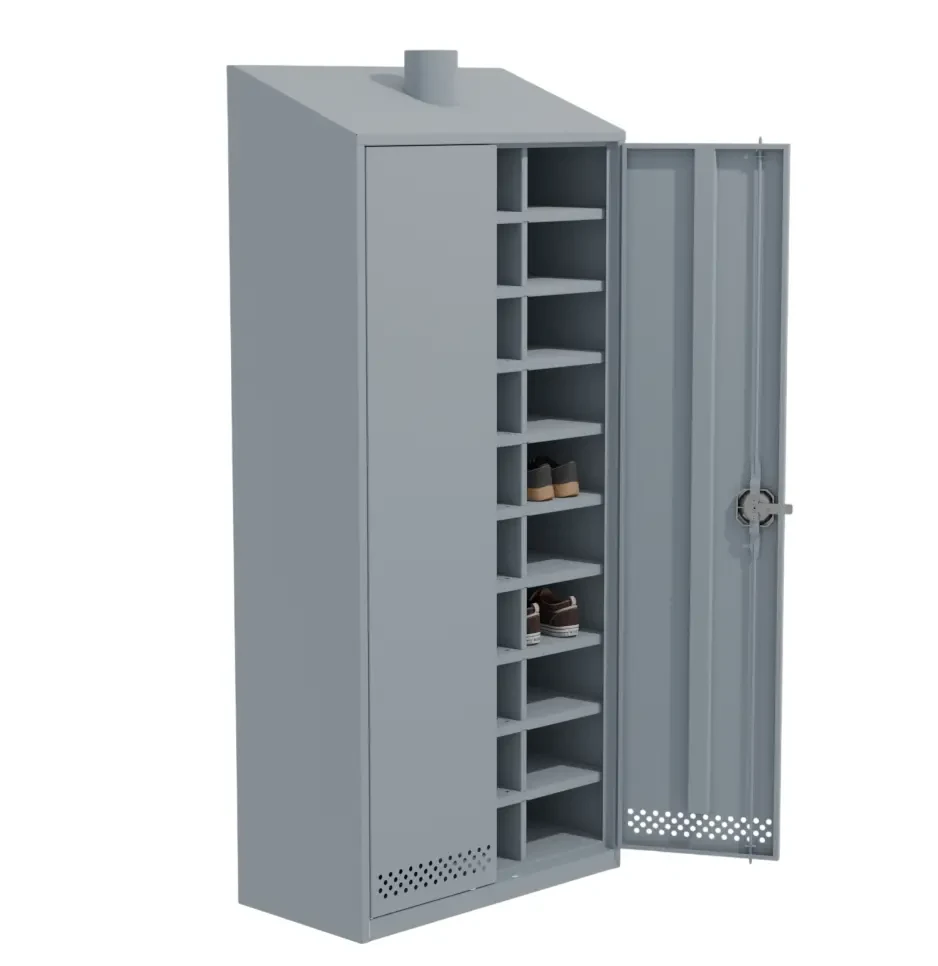 Шкаф для обуви на 30 ячеек с дверьми и наклонной крышей Шкаф для обуви на 30 ячеек с дверьми и наклонной крышей